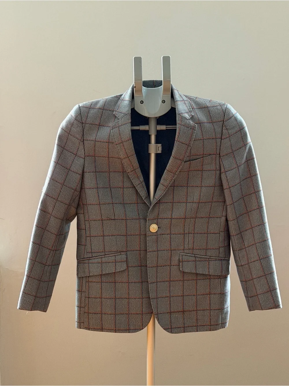 Elie Balleh Boys Gray Plaid Blazer – Size 10–12